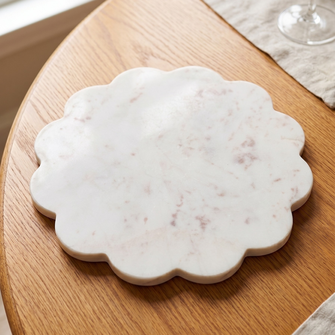 Scalloped White Decorative Board | 8" x 8" Home Décor Display Board