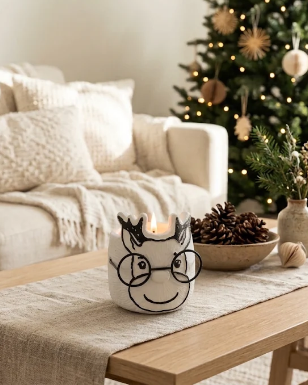 Reindeer Christmas Soy Candle | Evergreen & Apples Scented | 3 oz