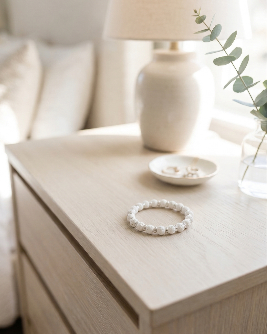 Bracelet Pierre de Lave Blanche