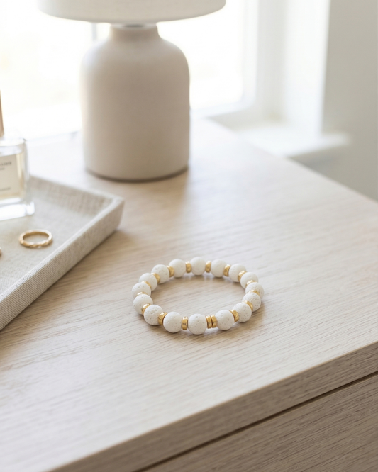 Bracelet Pierre de Lave Blanche