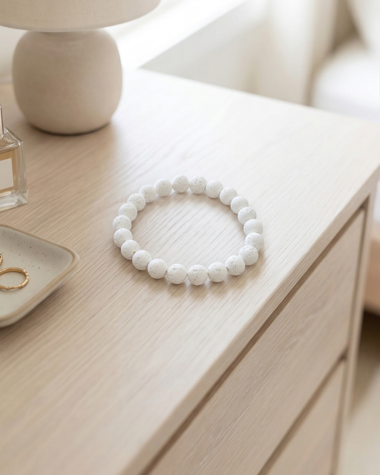 Bracelet Pierre de Lave Blanche