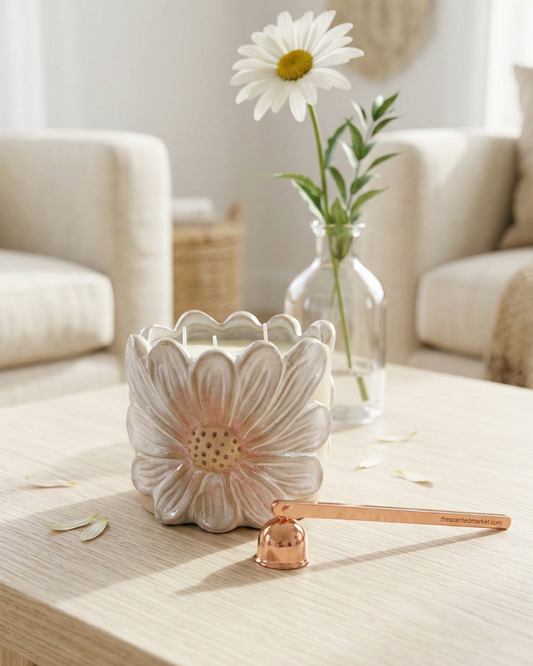 Daisy Flower 3 Wick Candle, Fresh & Floral Scented Candle for Home Décor