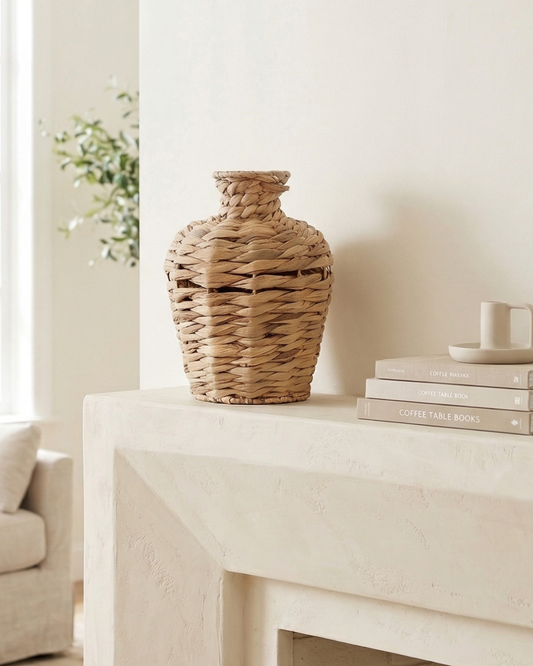 Woven Grass Vase – Textured Decorative Home Decor Vase