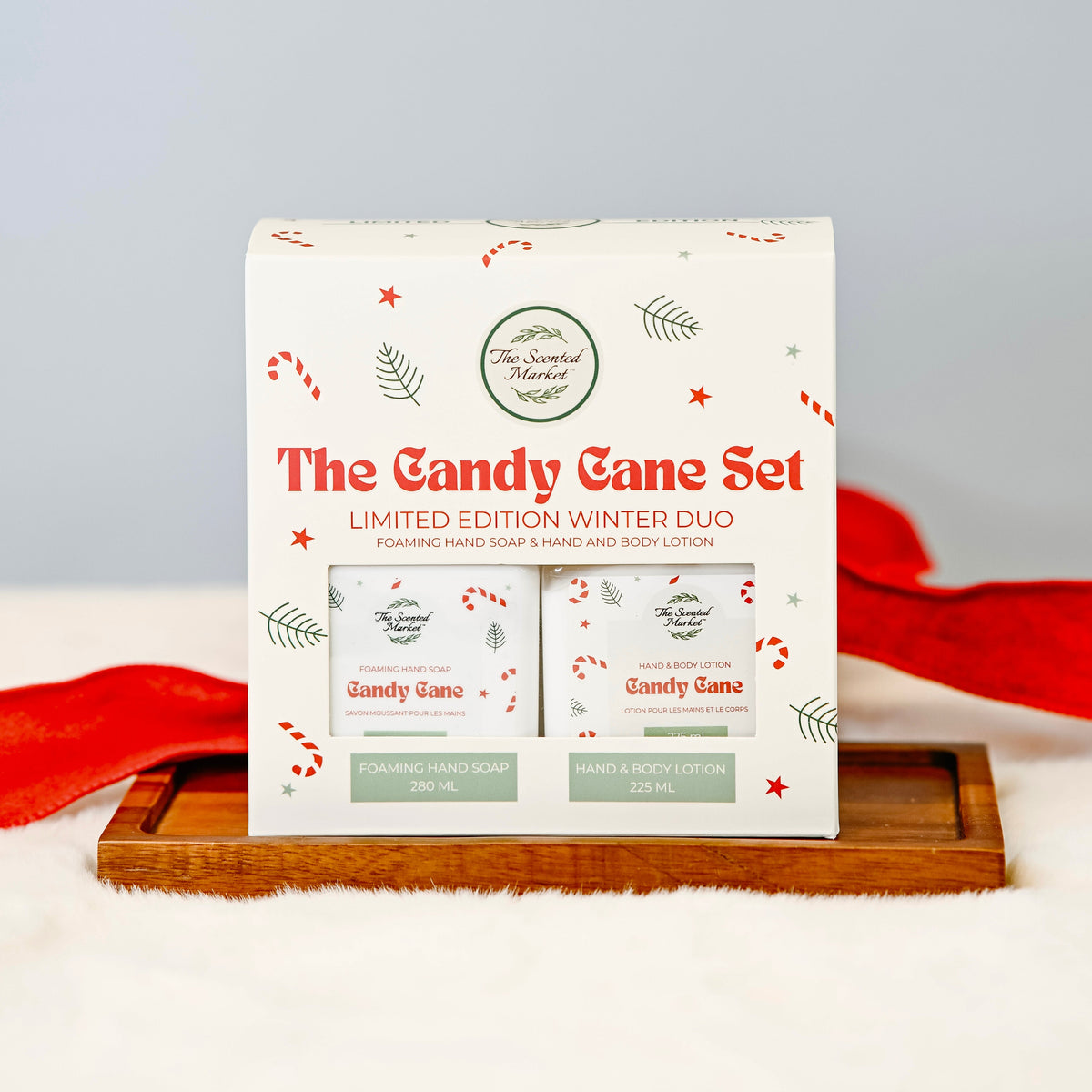 The Candy Cane Gift Set - Foaming Hand Soap + Body Lotion - The Scented Market Bath & Body Gift Sets