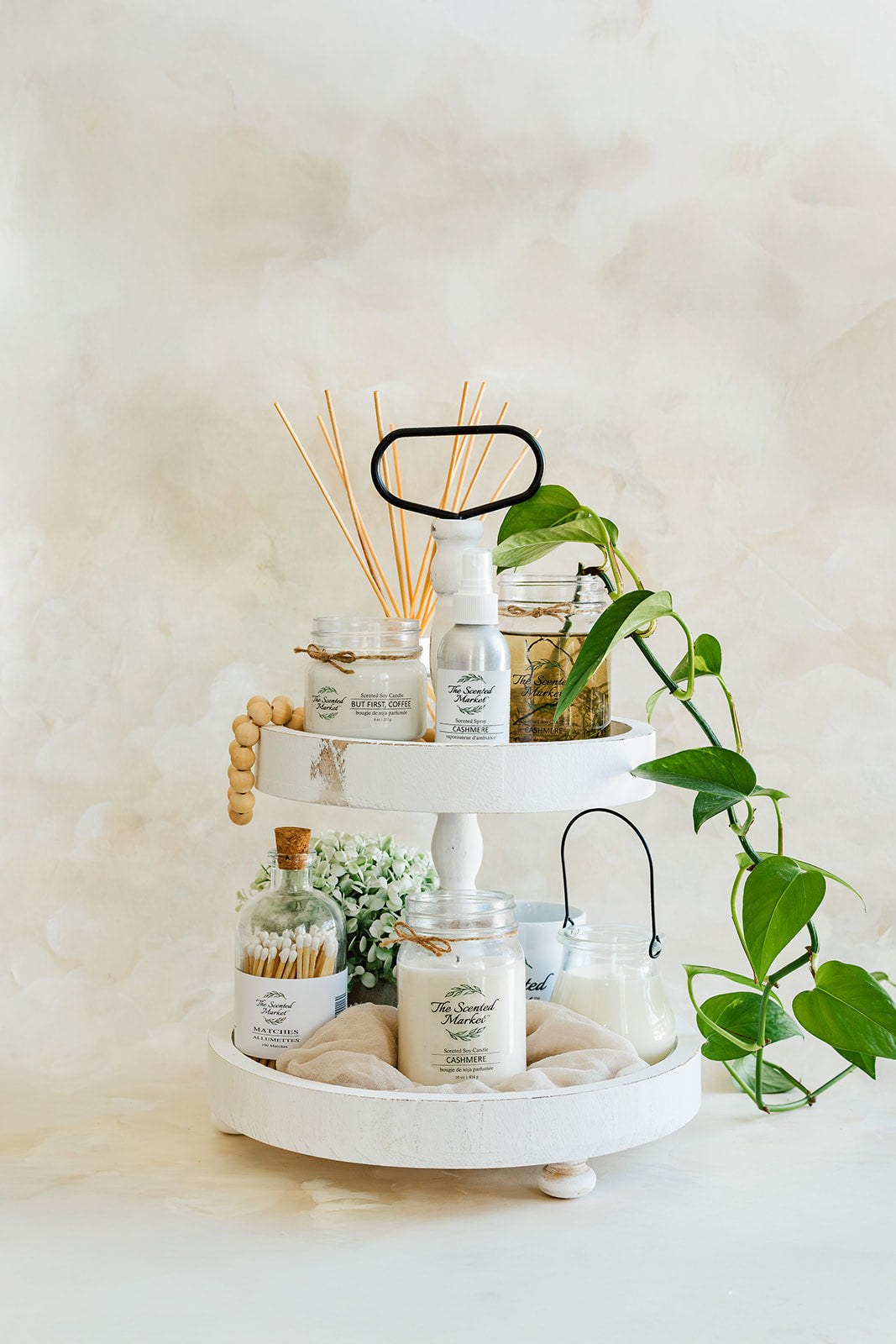 Two Tier Decorative Tray – Perfect White Centrepiece for Stylish Displays - The Scented Market Decorative Trays