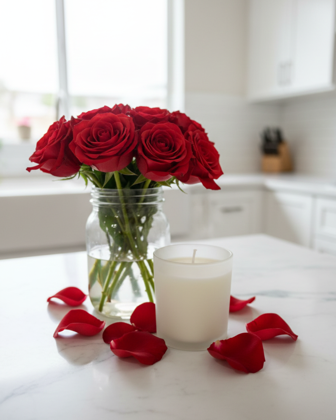 Rose Scented 6 oz candle - Frosted Jar