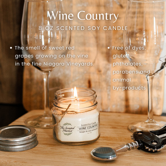 WINE COUNTRY Soy Wax Candle 8oz - The Scented Market  Candles