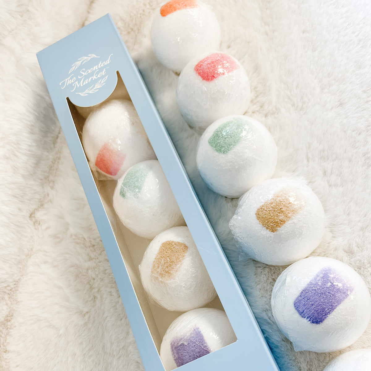 Winter Bath Bomb Gift Box – 7-Pack Holiday Bath Bomb Set for Relaxation & Moisturizing Skin Care - The Scented Market Bath & Body Gift Sets