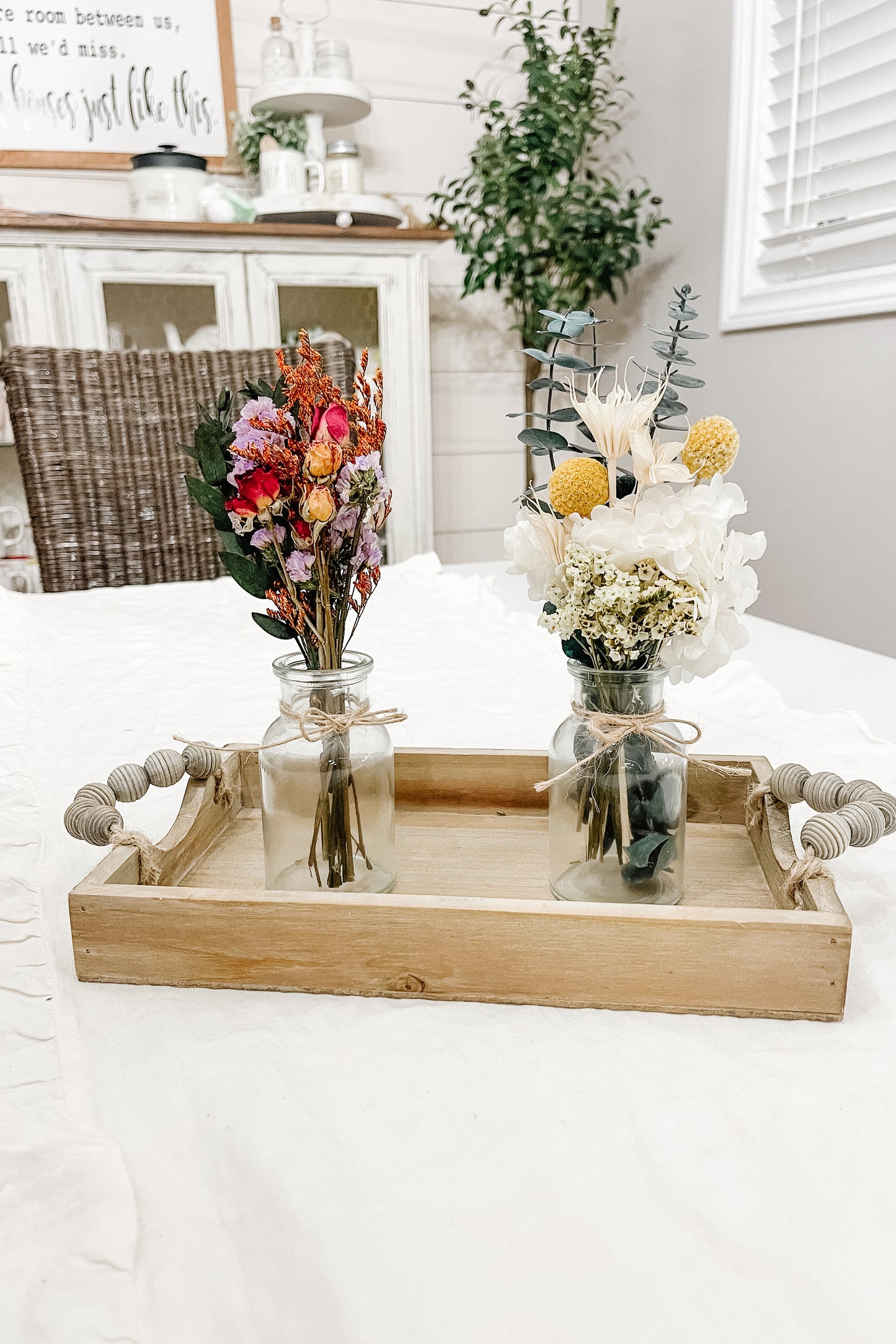 Fall Dried Floral Arrangement - White / Yellow - The Scented Market