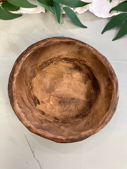 Brown Wood Circle Decorative Dough Bowl