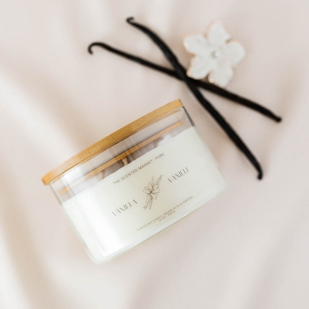 Pure VANILLA Soy Wax Candle 14 oz - The Scented Market Candles