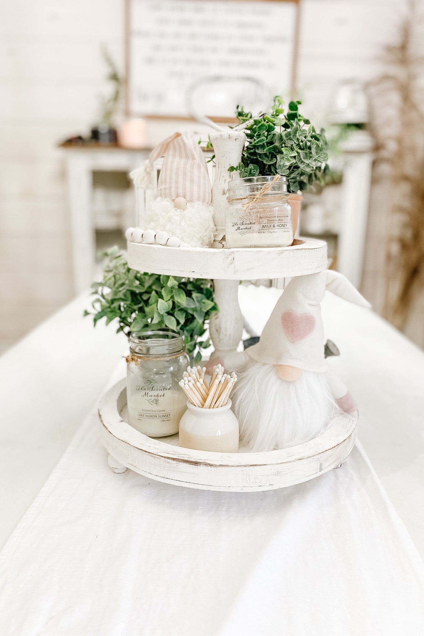 Two Tier Decorative Tray – Perfect White Centrepiece for Stylish Displays - The Scented Market Decorative Trays