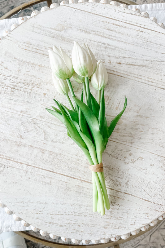 10" Faux Tulips - White - The Scented Market  Artificial Flora