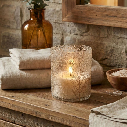 Gold Tree Glass 3 Wick Soy Candle – Winter Forest Scent