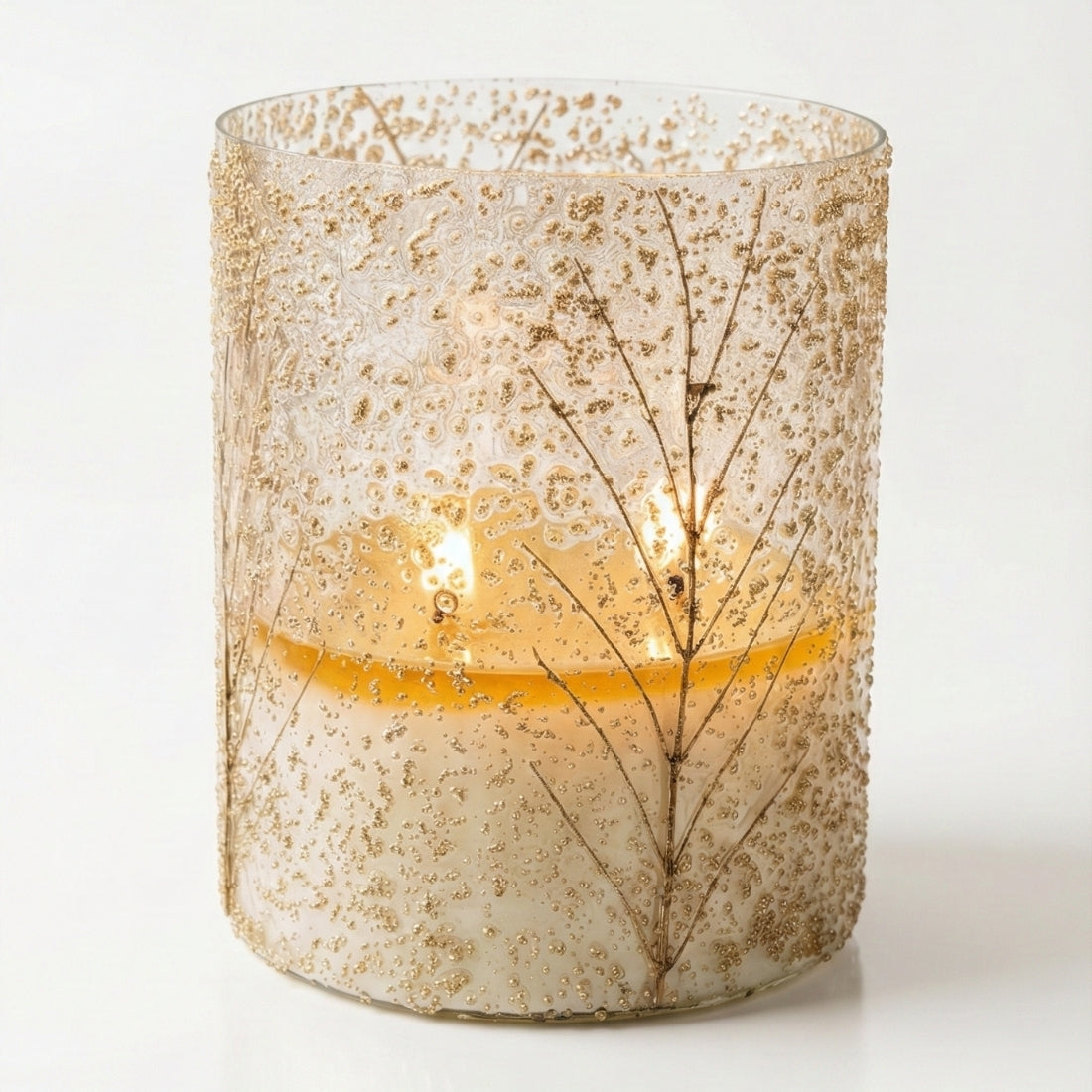 Gold Tree Glass 3 Wick Soy Candle – Winter Forest Scent