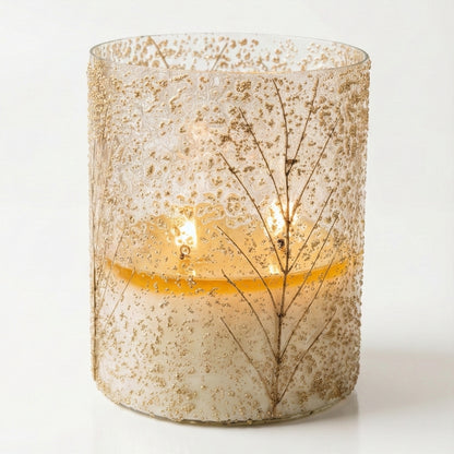 Gold Tree Glass 3 Wick Soy Candle – Winter Forest Scent