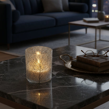 Gold Tree Glass 3 Wick Soy Candle – Winter Forest Scent