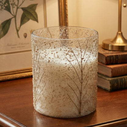 Gold Tree Glass 3 Wick Soy Candle – Winter Forest Scent