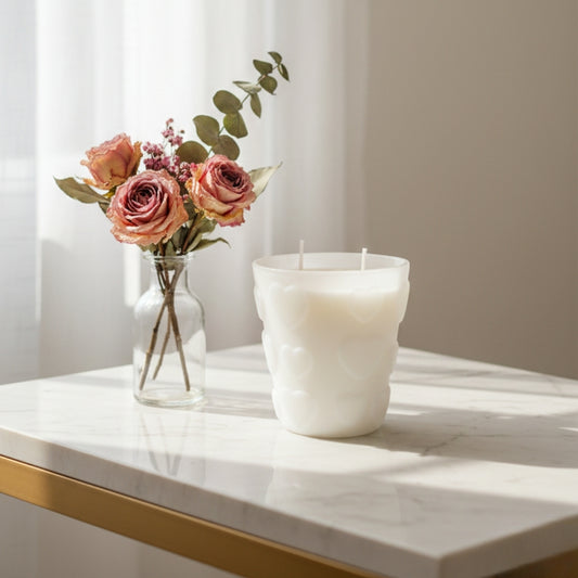 Frosted Heart 2 Wick Soy Candle – Cranberry Peach Vanilla | Valentine’s Day Edition