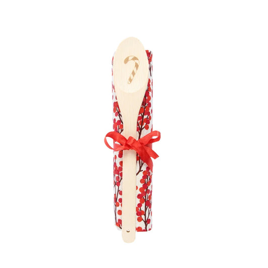 Berry Tea Towel and Wooden Spoon