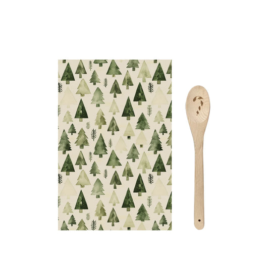 Winter Forest Tea Towel and Wooden Spoon