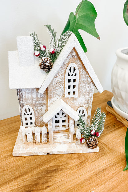 White Wooden Snowy Home