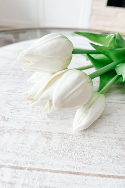 10" Faux Tulips - White