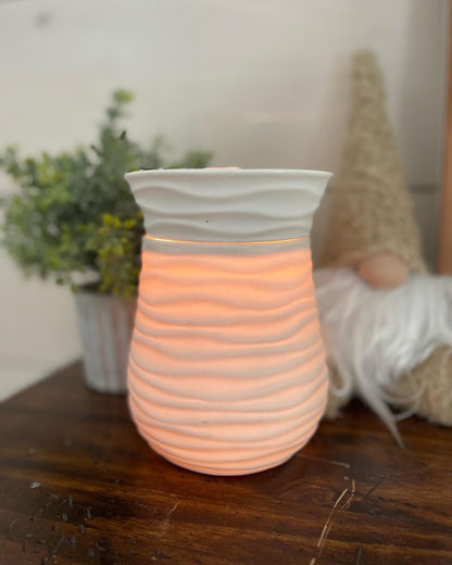 Wax Melter /  Warmer Large - Matte White Swirl