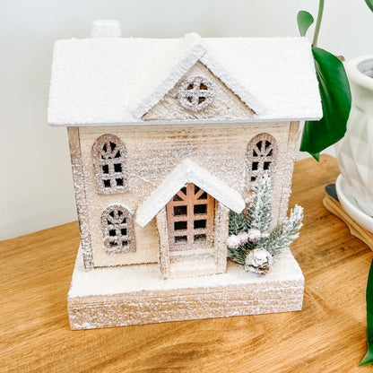 White Wooden Gingerbread Home