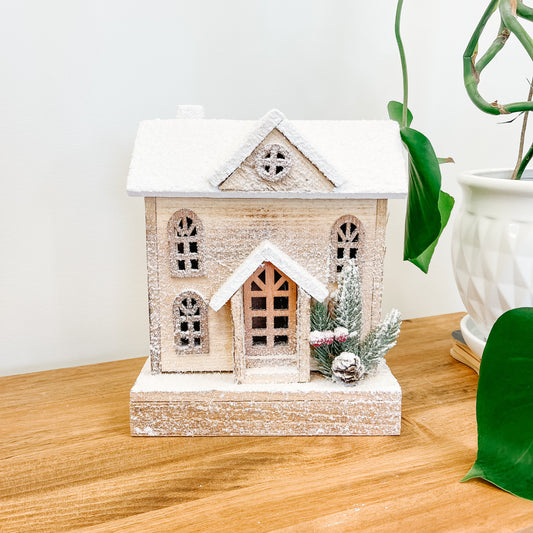 White Wooden Gingerbread Home