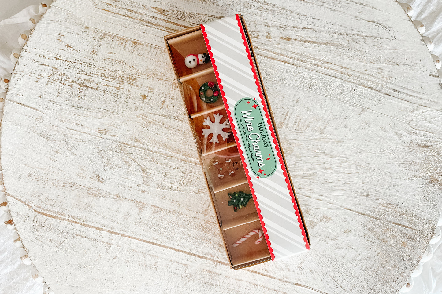 Holiday Cheers Charm for Wine Glasses - Set of 6
