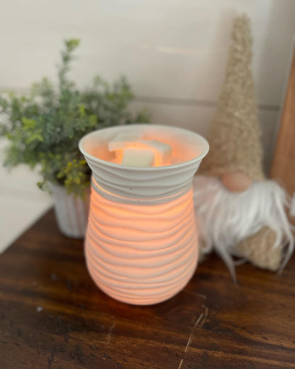 Wax Melter /  Warmer Large - Matte White Swirl