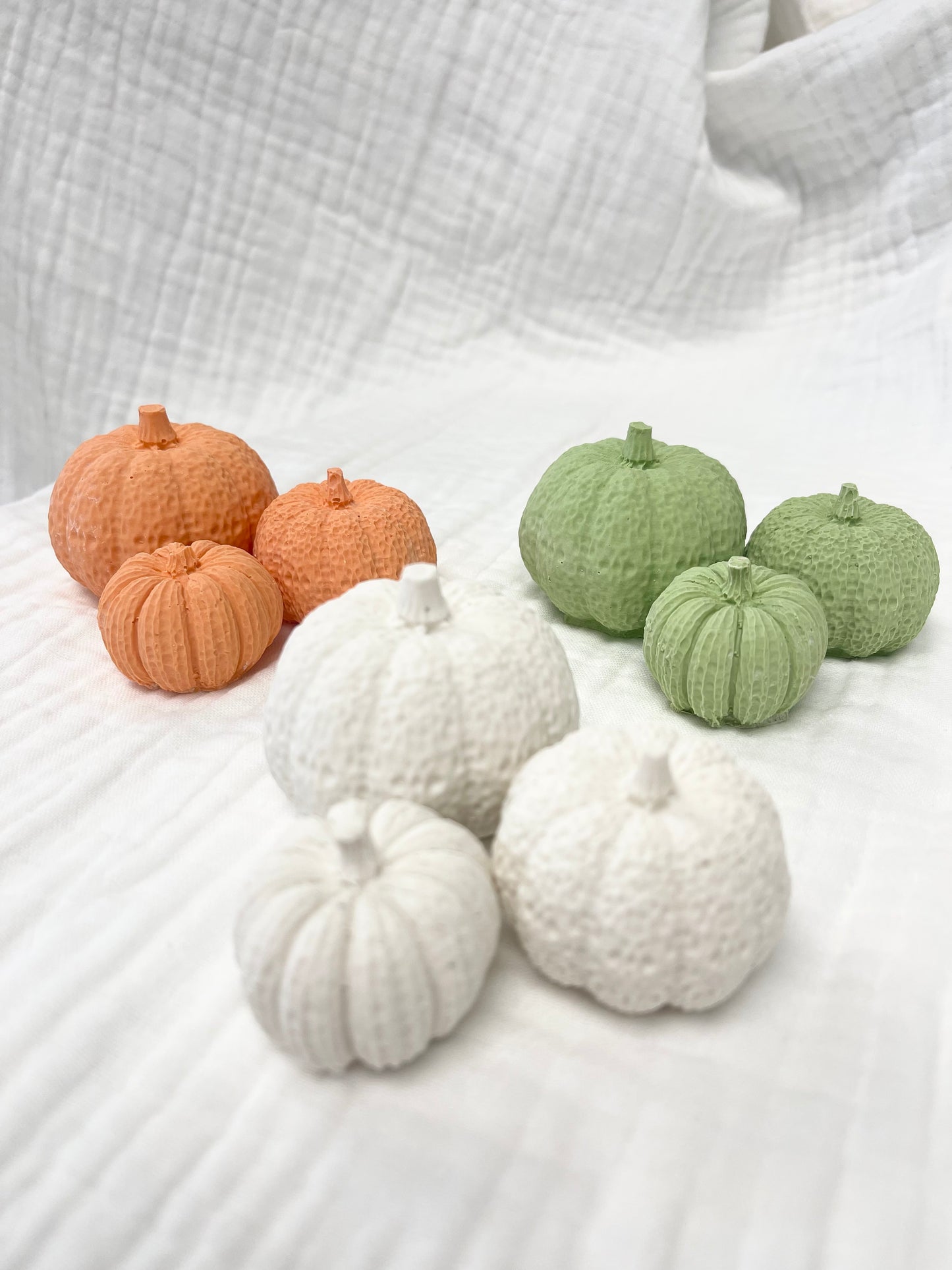 Concrete Pumpkin- Set of 3 - White