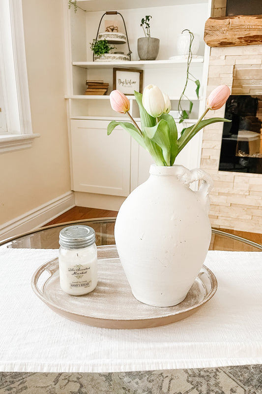 Painted White Crock – Rustic Farmhouse Ceramic Decor