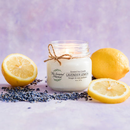 LAVENDER LEMON Soy Wax Candle 8 oz - Scent of March - The Scented Market 