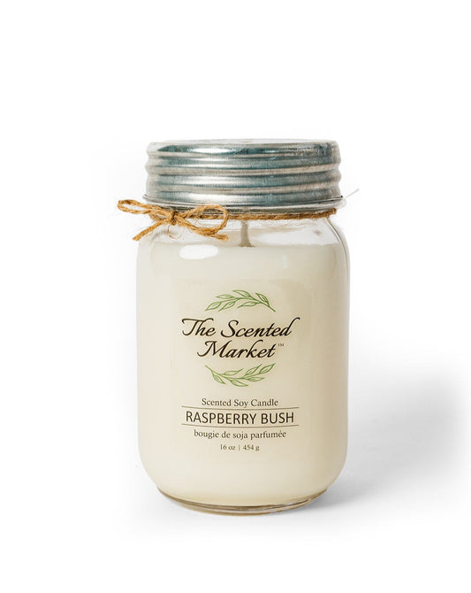 A picture of Raspberry Bush Scented Soy Candle 16 oz