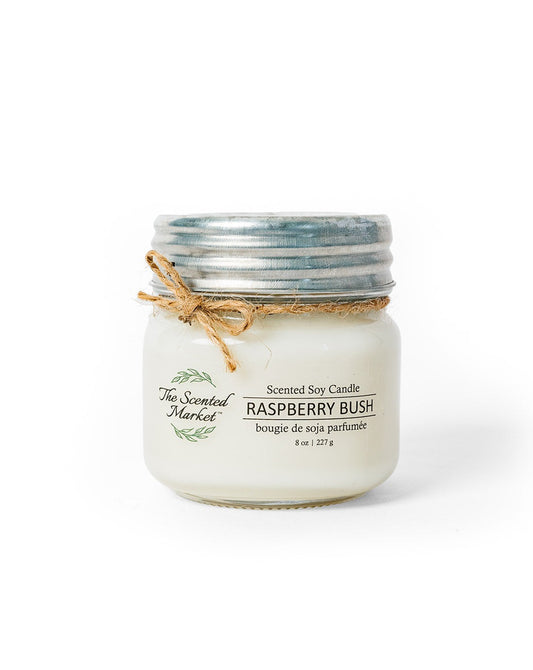 A picture of Raspberry Bush Scented Soy Candle 8 oz