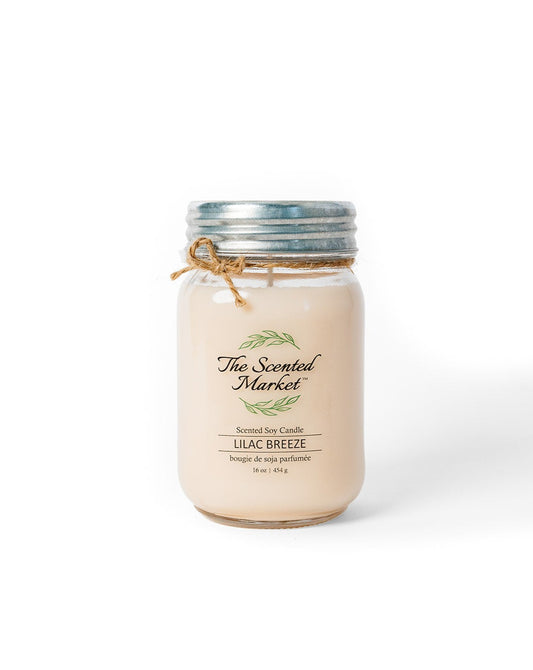 Spring Lilac Breeze 16 Ounce Scented Soy Wax Mason Jar Candle