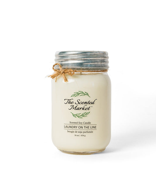 A picture of Laundry on the Line Scented Soy Candle 16 oz 