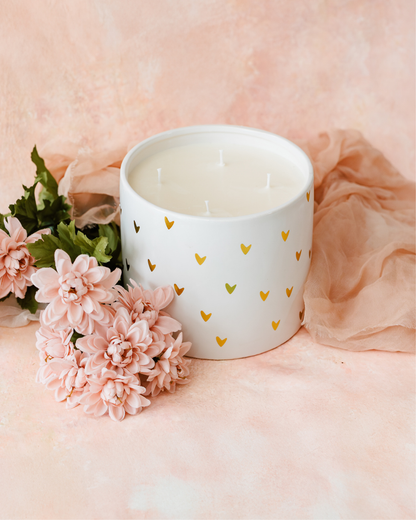 Ceramic Heart Vessel - 4 Wick Soy Candle