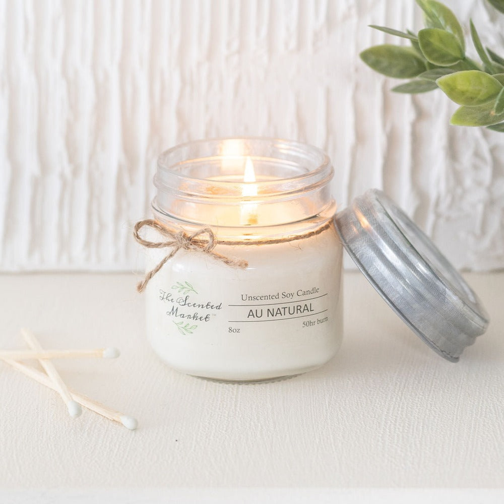 AU NATURAL / SCENT FREE Soy Wax Candle 8 oz - The Scented Market  Candles   