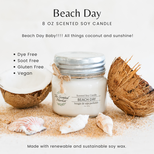 BEACH DAY Soy Wax Candle 8 oz - The Scented Market  Candles   