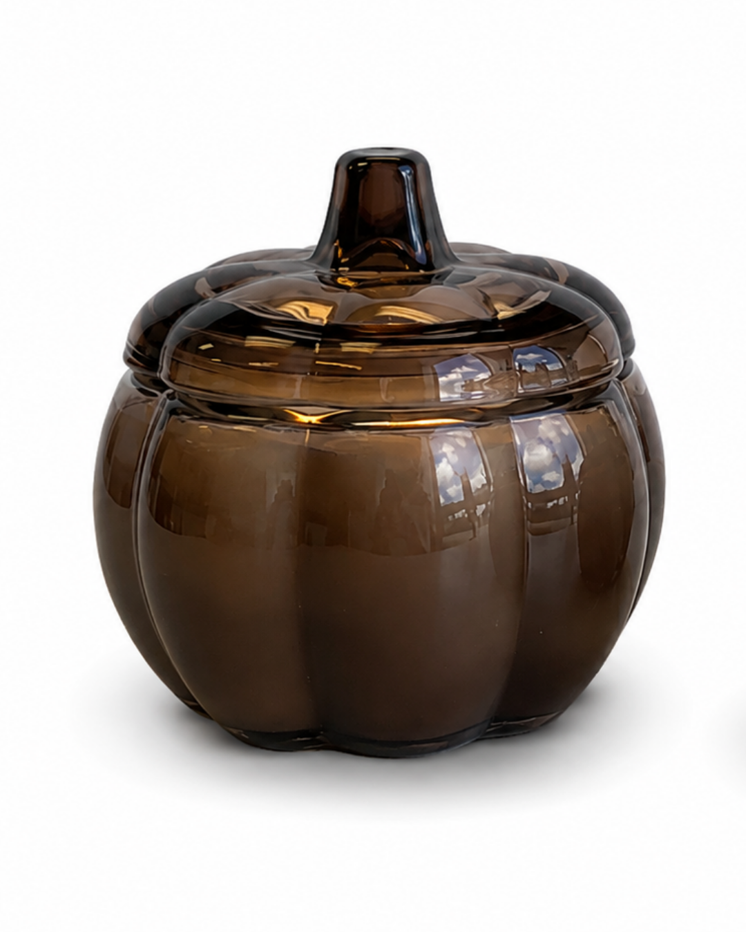 BROWN Large Glass Pumpkin 2 Wick Soy Wax Candle | PUMPKIN SPICE CAKE
