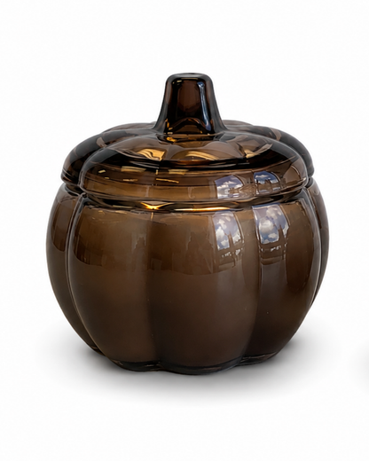BROWN Large Glass Pumpkin 2 Wick Soy Wax Candle | PUMPKIN SPICE CAKE