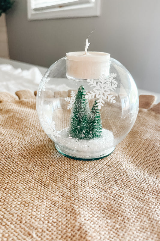 Brush Tree & Snow Ball Votive - Snowglobe - The Scented Market     
