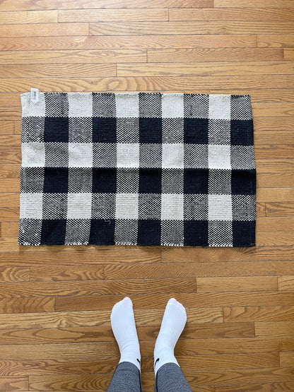 Buffalo Plaid Farmhouse Doormat Underlay with Gingerbread House Husk Mat - The Scented Market     