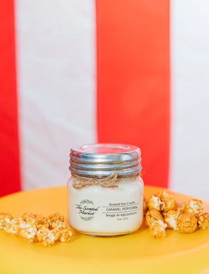 Carnival Caramel Popcorn Soy Wax Candle 8 oz - The Scented Market 