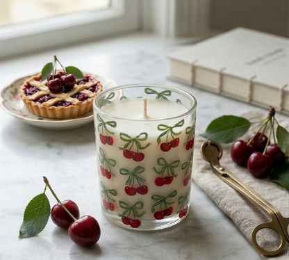 SWEET CHERRY - Cherry Tied Bow Candle 6 oz
