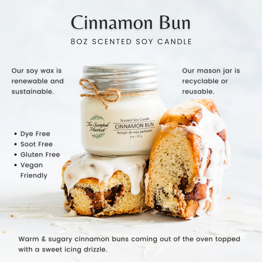 CINNAMON BUN Soy Wax Candle 8 oz