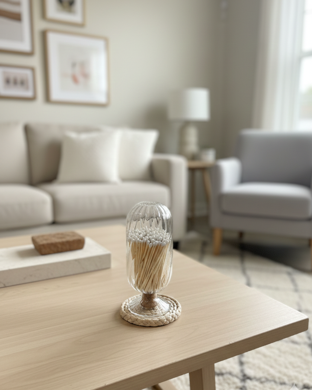 Cloche Match Holder with White-Tip Matches – Clear Swirl Glass Vessel with Side Striker - The Scented Market  Lighters & Matches   